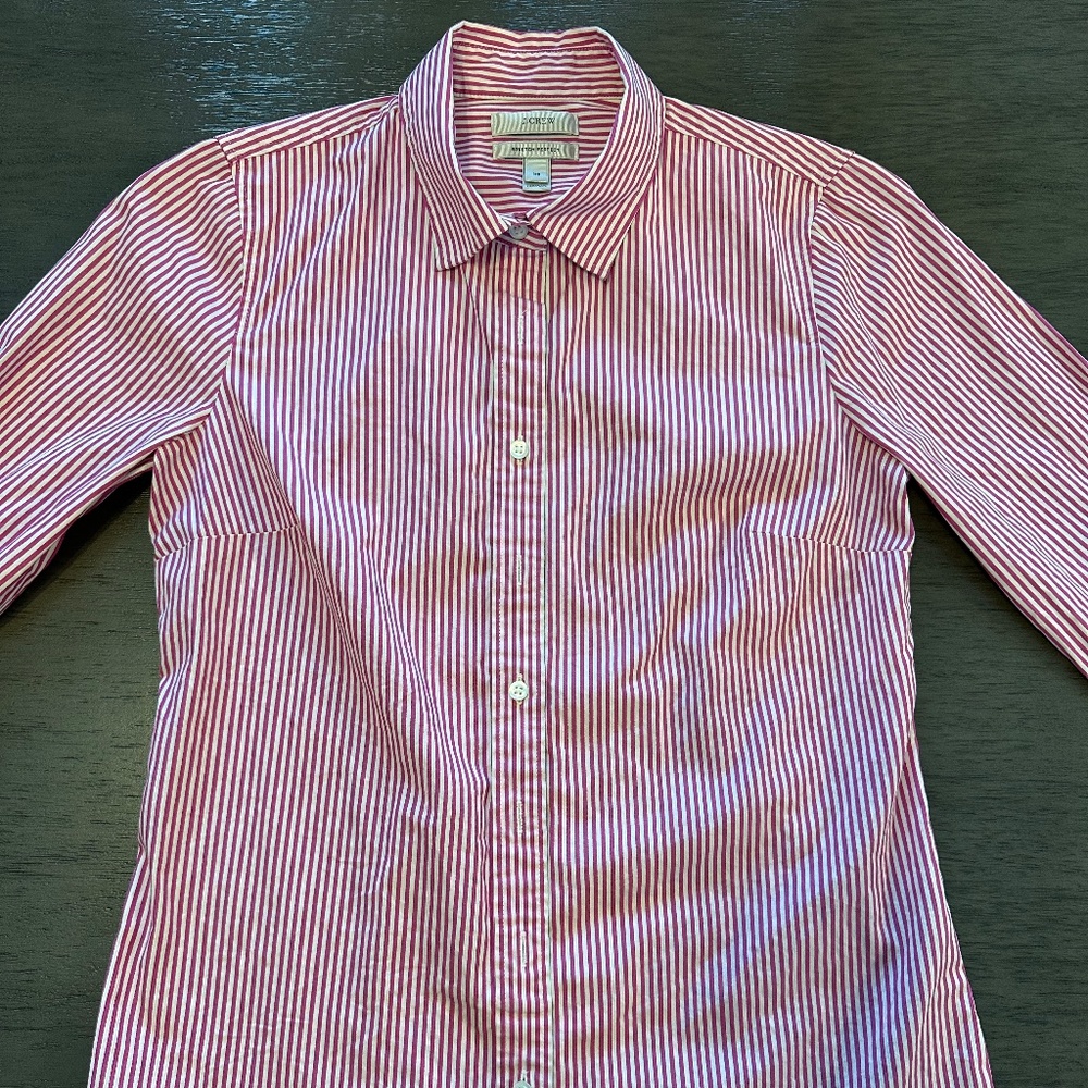 Women's pink stripe JCrew dress shirt